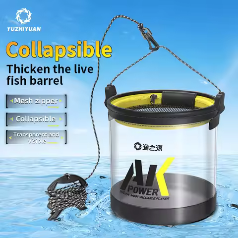 YUZHIYUAN Transparent Fishing Bucket Minnow Bucket Foldable Multifunctional Live Fish Container Fish