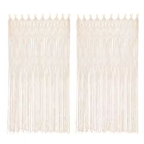 Boho Macrame Window Curtain Room Divider Doorway Curtain 33.46 X 78.74 Inches 2 Panels Large Long Ma
