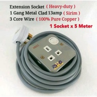 Extension socket Heavy-duty 13a 1 gang plug metal clad switch socket wire 3 core 40/0076 x 5meter