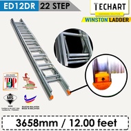 Original WINSTON ED12DR 22 Rungs Premium Aluminium Double Pole Ladder with Sirim