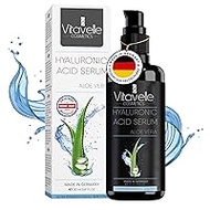 Vitavelle Hyaluronic Serum High Dose - Aloe Vera Serum for Face - Anti-Ageing Moisturising Serum for Smooth, Soft, Even Skin - Hyaluronic Acid Serum - Face Care