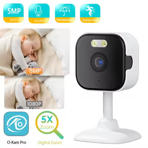 BESDER 5MP Mini Wifi IP Camera Indoor Human Detect 5X Zoom Surveillance Baby Monitor Mini Indoor CCT