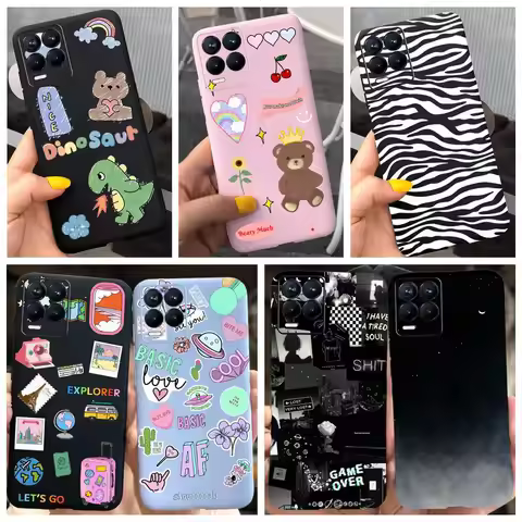 Cute Cartoon Cases For Realme 8 4G 5G Case Realme 8 Pro Coques Bear Zebra Dinosaur Soft Bumper For O
