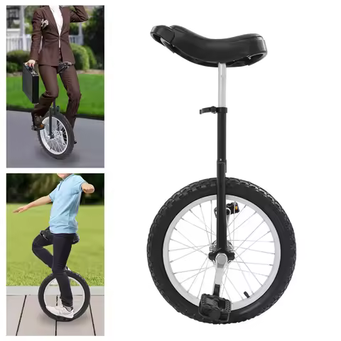 Black Outdoor Unicycle, 16-Inch One Wheel Bike, Height Adjustable Unicycle, Load Capacity 50 KG, for