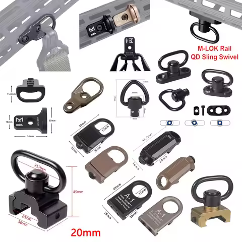 Tactical QD Sling Swivel 20mm Picatinny Rail Mount Mlok RSA GBB Strap Buckle Base Quick Detach Mount