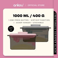 ANKOU Bekas Susu Kedap Udara Segi Empat Anti-UV & Pengikis (1000ml) - Rectangle Scraper Airtight Mil