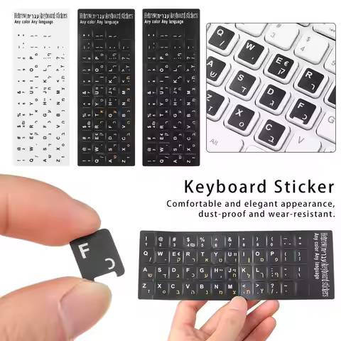 Hebrew Keyboard Stickers Alphabet Layout Wear-resistant Letter Keypad Label Sticker For Laptop Deskt