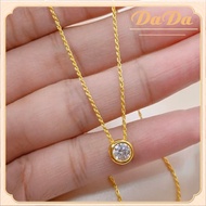 สร้อยคอทองคําแท้อิตาลี 18k 90.9% เยลโลว์โกลด์รอบเพทายจี้น้ําหนัก 1.2g