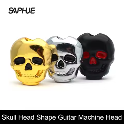 6pcs Plastic Skull Head Shape Guitar Tuning Peg Tuner Machine Head Replacement Button knob Handle Bl