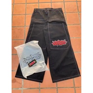 European and American High Street JNCO Embroidery Pattern Jeans  hiphop Hip Hop Loose Wide Leg Jeans