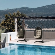 露台鞦韆吊椅 鳥巢藤椅造型 雙色編織吊籃椅 戶外造型椅 休閒椅具