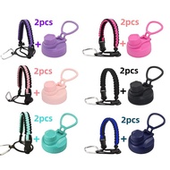 Aqu 2PCS ( lid +rope) 14oz-40oz-64oz Water Bottle Rope Flask Lid Top Cap Wide Mouth Water Bottle Lid