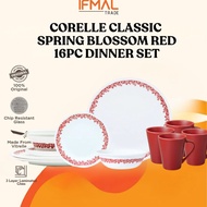 Corelle Classic Spring Blossom Red 16pc Dinner Set | Classic Dinner Serve Set