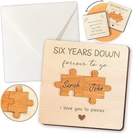 STOFINITY 6 Year Anniversary Card for Husband Wife - 6 Year Anniversary Wooden Gifts for Boyfriend G