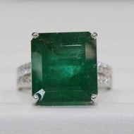 AAA Natural Emerald Ring 14k White Gold Womens Emerald Jewelry Anniversary gift