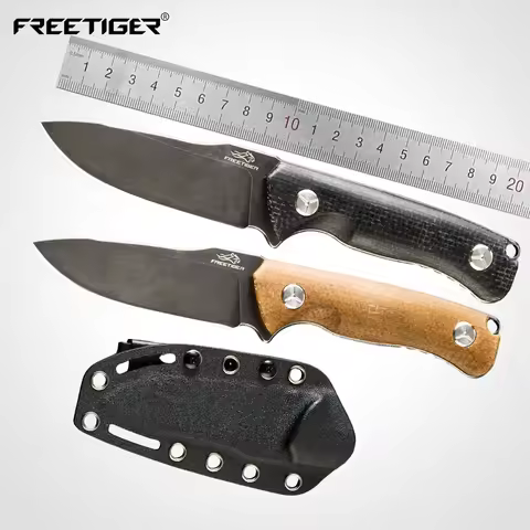 FREETIGER Camping Fixed Blade Knife 8CR14MOV Steel Micarta Handle (Includes Kydex Sheath) FX01 Bushc