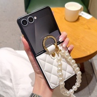 New For Samsung Galaxy Flip7 phone case Flip7/6/5/4 diamond leather casing pearl bracelet Flip7 anti