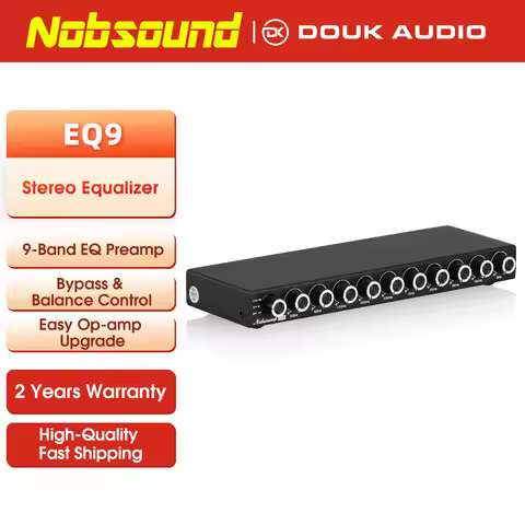 HiFi EQ9 9-Band Stereo EQ Preamp Analog Pre-Amplifier Equalizer Audio Processor for Home/Car