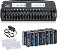 CITYORK 16 Bay LCD NiMH/NiCD AAA/AA Battery Charger with 16 Premium AA Rechargeable Batteries-1.2V 3