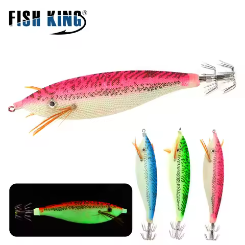 FISH KING 1PC 9cm 17.5g Fishing Squid Lures Light Jigs For Fishing Tackle Outdoor Sports