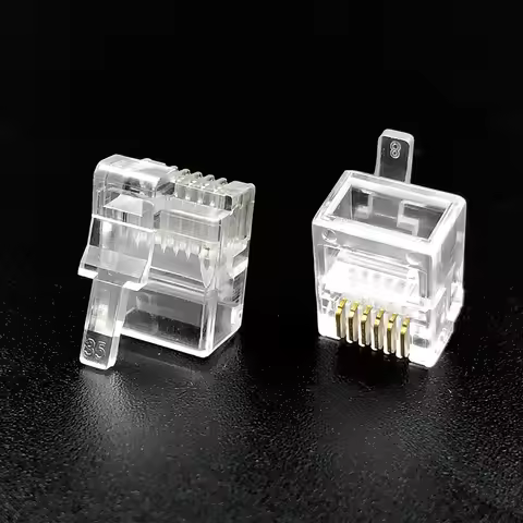 20PCS RJ12 Connector Left Buckle RJ11 6P6C Plug DIY 6-core Cable UTP Modular Plug