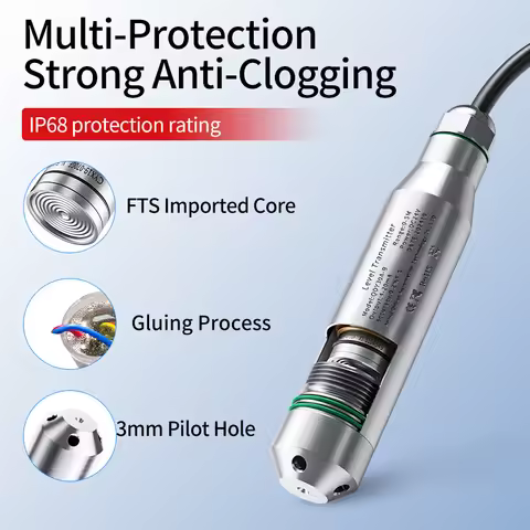 Water Level Transmitter IP68 Waterproof SS304 Level Sensor 0-5m Liquid Level Sensor 4-20mA 0-10V 0-5