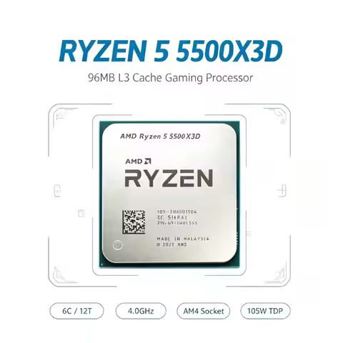 R5 5500X3D Gaming Processor AMD Socket AM4 3GHz 6-Core 12-Thread 96MB L3 7NM 105W Desktop CPU Withou