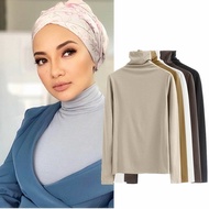 Muslim Turtle Neck Inner Blouse Muslimah Baju High Neck Long Sleeve Tops Basic Blouse