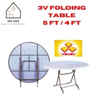 3V High Quality Folding Plastic Table ( 5ft )/ Meja Plastik Lipat / Round Dining Table (1.5m)