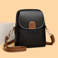 Mobile Phone Female Bag 2024 Fashion One-Shoulder Small Bag Trendy Ladies Coin Purse Soft Leather Al