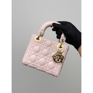 Dior Cherry Blossom Pink Three-Grid Dior Gold Buckle Lady Dior Metal Charm Detachable Chain Sheep Le
