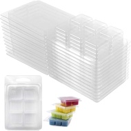 Wax Melt Molds 50 Pcs 6 Cavity Resuable Clear Plastic Clamshell Mould Cube Tray for Candle Making an