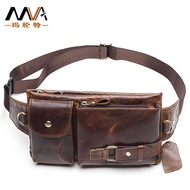 European and American Cross-Border Phone Waist Bag for Men Genuine Leather Crossbody Bag Chest Bag R