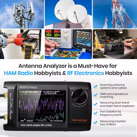 PORTXVNSA NanoVNA-H4 Plus 50KHz to 2.7GHz Handheld VNA Vector Network Analyzer Antenna Analyzer for 