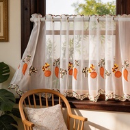 Embroidered Gauze Short Curtain Kitchen Half Curtain Coffee Curtain Room Divider Curtain