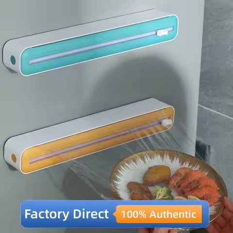 Waterproof Plastic Wrap Dispenser with Slide Cutter Saran Wrap Dispenser for Food Packaging in Resta