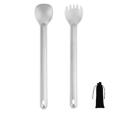 Titanium Long Handle Spork Spoon Lightweight Portable Outdoor Camping Utensil for Hiking Picnic Camp