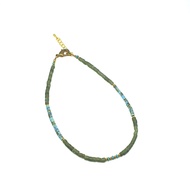 กำไลข้อเท้า สร้อยข้อเท้า หินหยก หินแท้ธรรมชาติ หินเทอร์ควอยส์ ความยาว 9-10 นิ้ว Turquoise, Jade Tiny Seed Beads Anklet