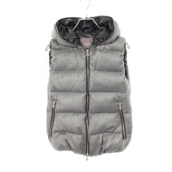 [二手，A級] DUVETICA帶帽羽絨背心，灰色羊毛，女款。