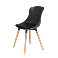 [特價](組合) 特力屋 萊特塑鋼椅 櫸木腳架40mm/黑椅背/黑座墊