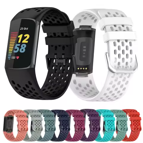 Breathable Rubber Strap For Fitbit Charge 5 correa Sport Replacement Silicone Wristband For Fitbit C