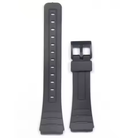 Watch Band Replacement Strap For Casio F-91W 18mm Black Resin Plastic Wrist Watchstrap with Pins Met