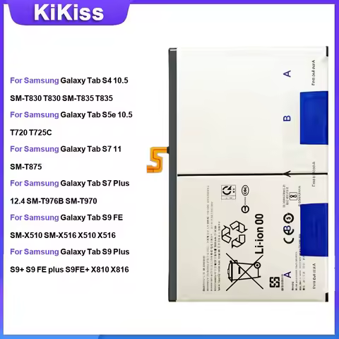 Battery For Samsung Galaxy Tab S4 10.5 Tab S5e 10.5 T720 Tab S7 11 SM-T875 Tab S7 Plus 12.4 Tab S9 F