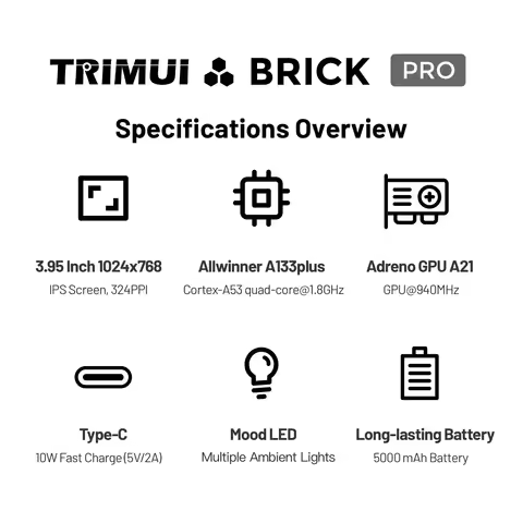 TRIMUI Brick Pro Retro Game Console Open Source Linux 3.95" IPS Screen Pocket Handheld Video Player