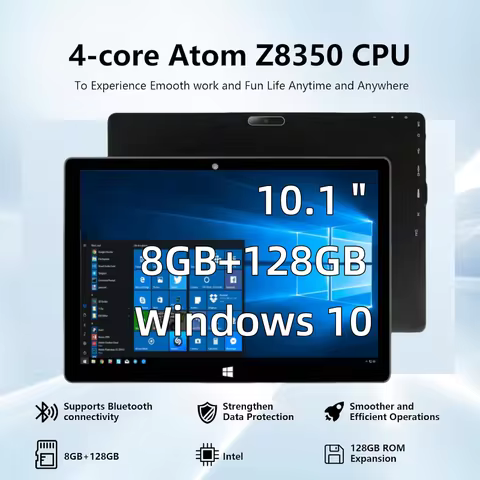 8GB RAM 128GB ROM 10.1 Inch Windows 10 Tabletc PC 64bit Intel Atom x5-Z8350 CPU 1920 x 1200 IPS 1*US