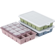 Silicone Ice Cube Tray 3 Pieces Pack, HANCELANT Ice Cube Mold, Freezer with Lid for Freezing, Used f