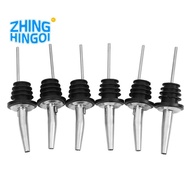 6Pcs Stainless Steel Spirit Wine Bottle Pourer Stopper Free Flow Liquor Cocktail