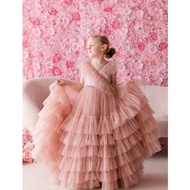 Tulle layered gown/ruffled gown/girls gown/pink gown/peach gown wedding dress/white gown/purplegown 
