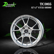 ล้อแม็กซ์รถเก๋ง 15” TC005 มี2 สี สีดำเงา สีซิลเวอร์ 15”x7” 4H100 ET35 พร้อมยาง 195/50/15 195/55/15