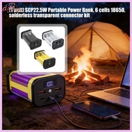 Transparents 22.5W PowerBank Case for 6x18650 Batteries  Solder Easy Assembly
